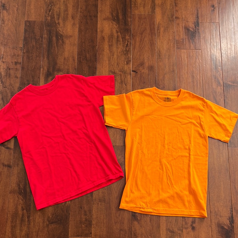 Boys solid color red and orange tee shirt bundle